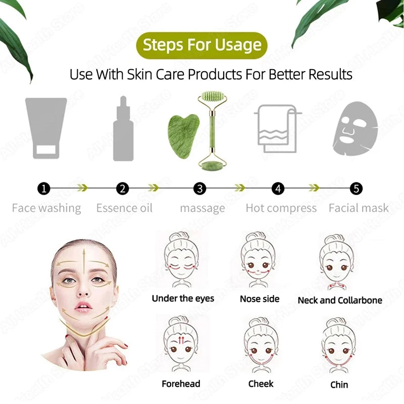 Gua Sha Face Massager Roller Jade Store Scraper Roller Massage for Facial Gouache Lift Body Slimming Guasha Neck Skin Care Tools